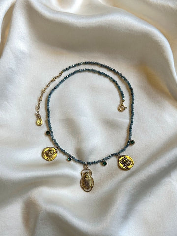 #necklace #collier #bijoux #jelwery #jewellery #bali #cristal #chic #glamour #gold #perles #pendentif #criquet #shine #blue